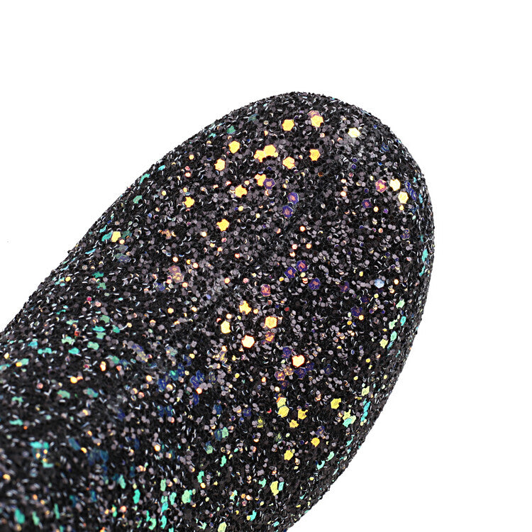 DCDI Sparkling Disco Chunky Hoof Heel Ankle Boots