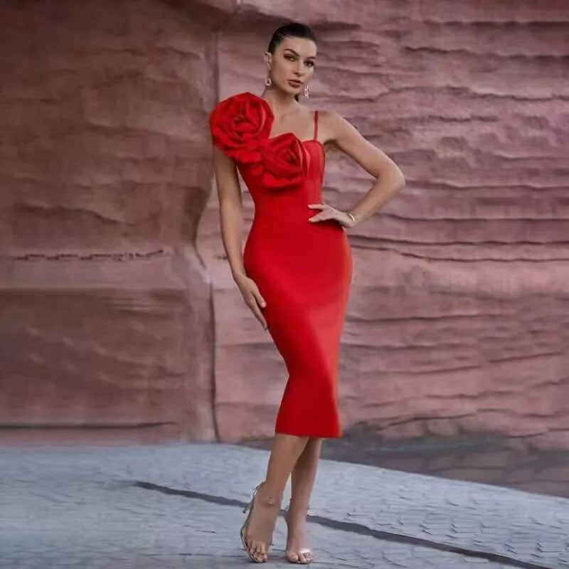 DS Designer 24-68 Sexy Spaghetti Strap Midi Dress