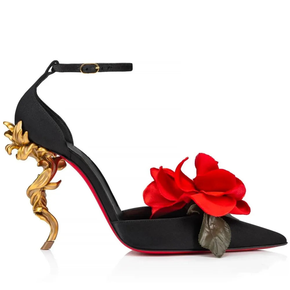 DS Designer Rose Petals Luxury Carved Stilettos