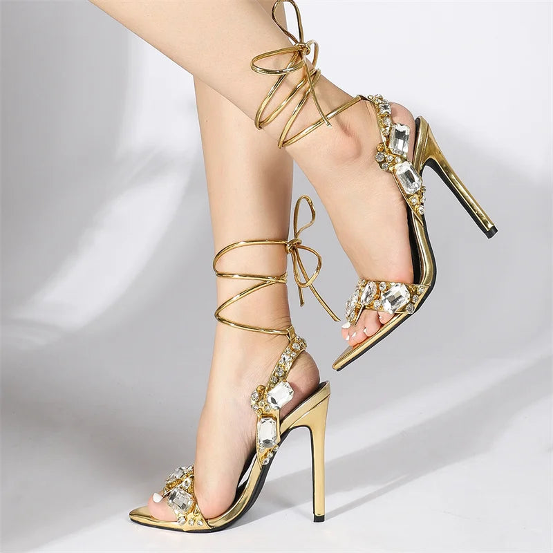 DCDI Nefertiti Diamond Studded Open Toe Stiletto