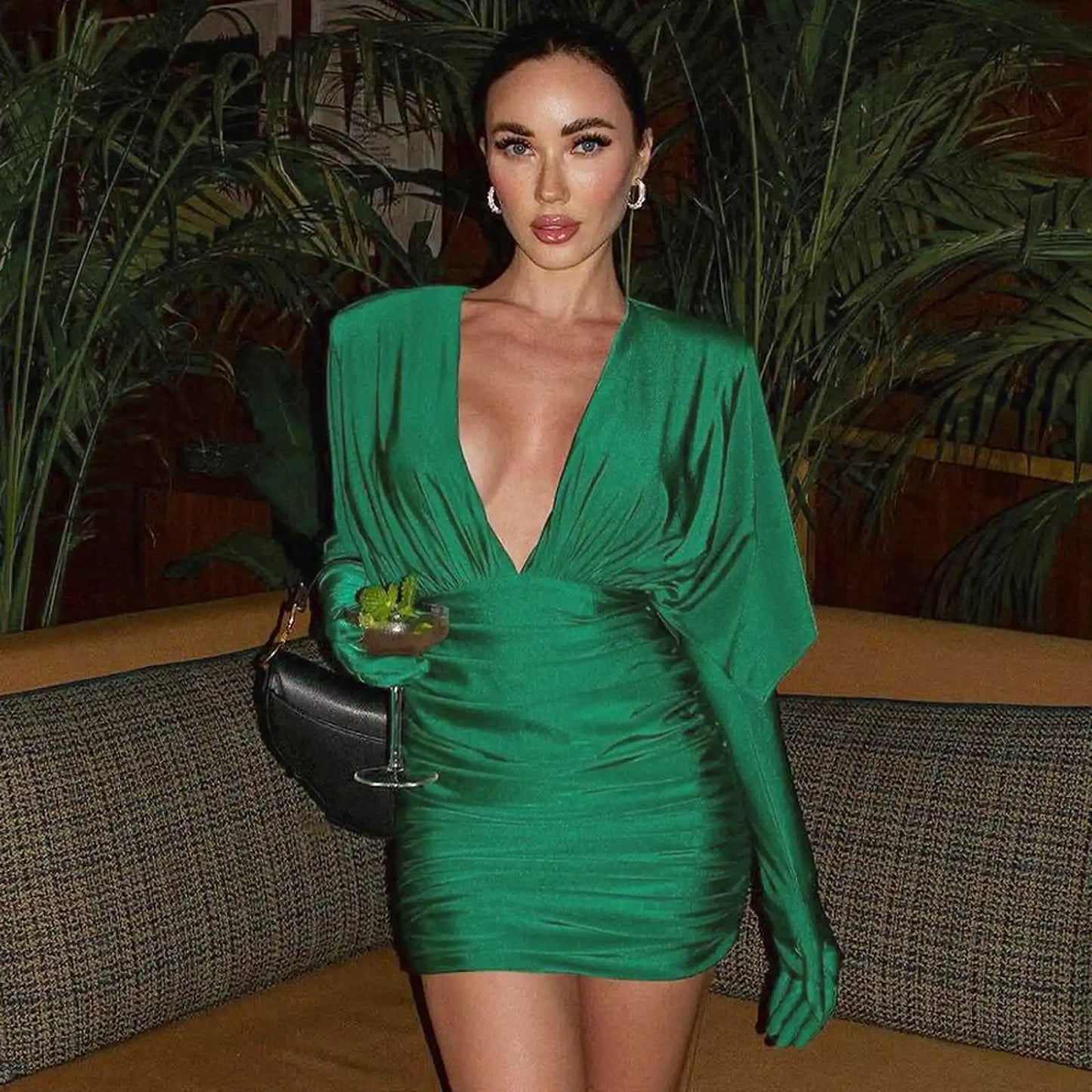DS Sexy V Neck Bodycon Mini Dress