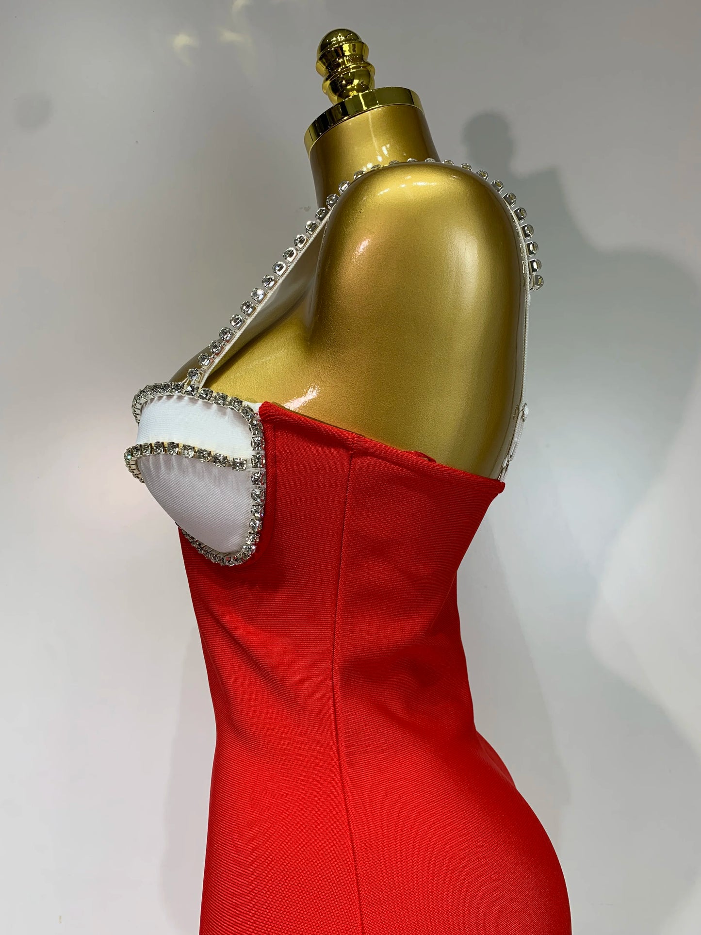 DCDI Cardinal 77-777 Diamond Embellished Red Bandage Evening Gown