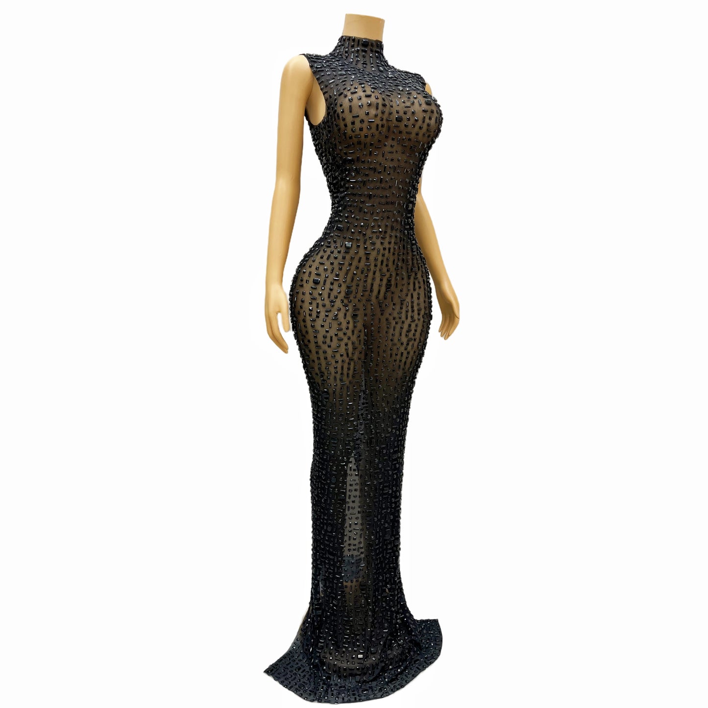 DCDI 7 Colors Full Rhinestones Luxury Celebrate Long Train Evening Gown