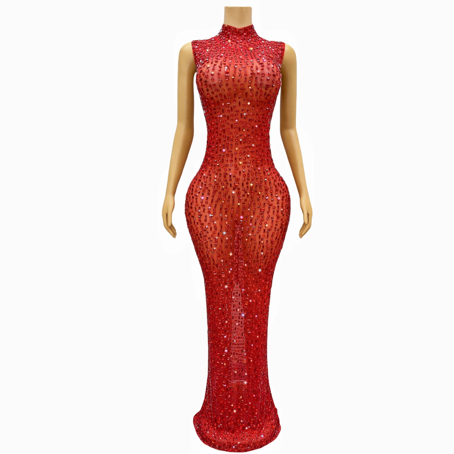 DCDI 7 Colors Full Rhinestones Luxury Celebrate Long Train Evening Gown