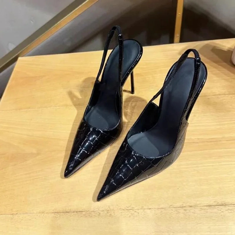 DS Designer Slayer Leather Sling Back Stilettos