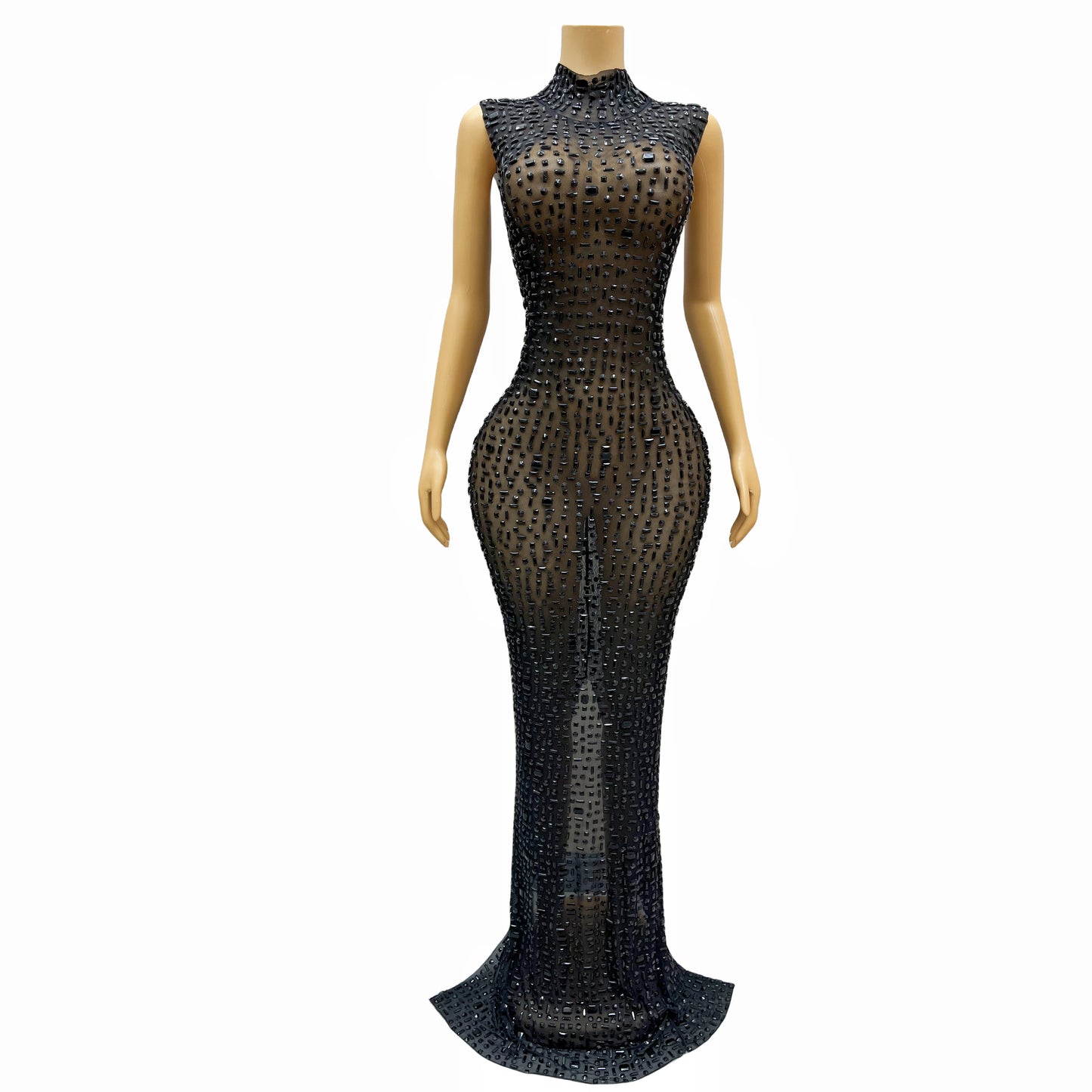 DCDI 7 Colors Full Rhinestones Luxury Celebrate Long Train Evening Gown