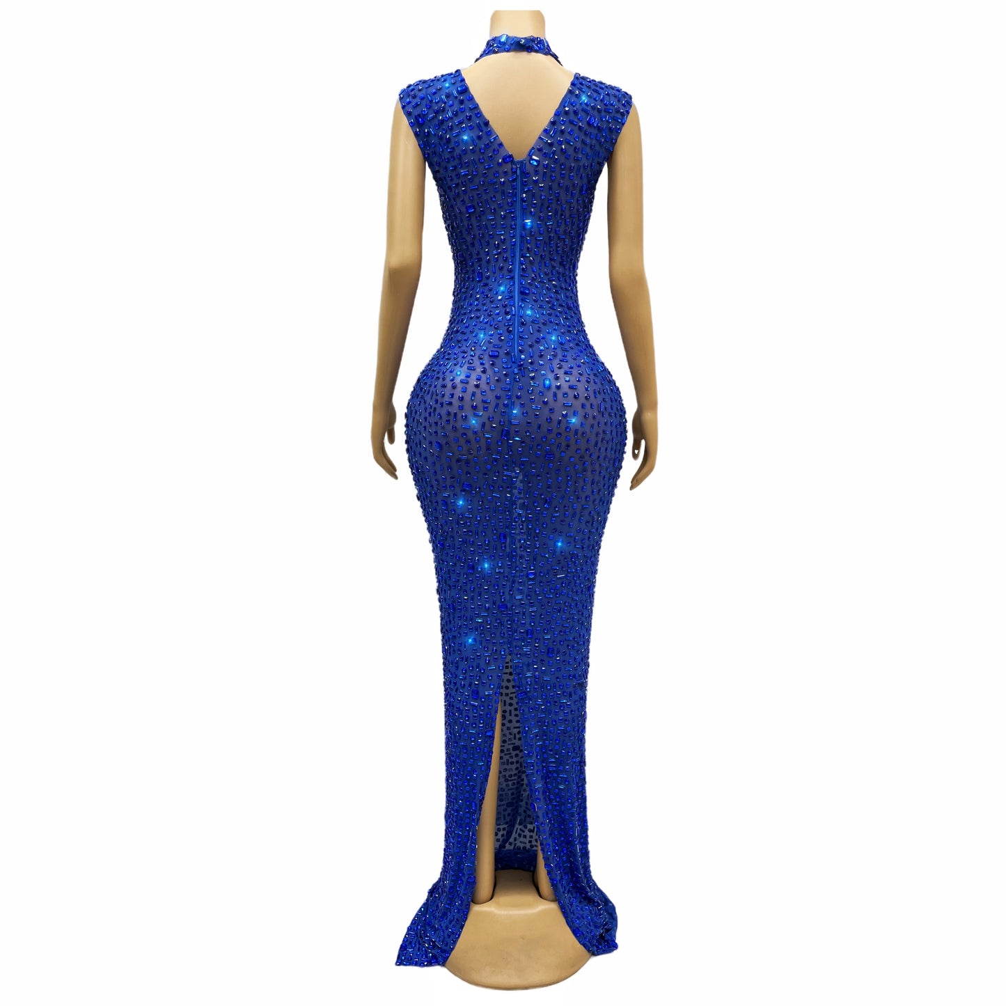 DCDI 7 Colors Full Rhinestones Luxury Celebrate Long Train Evening Gown