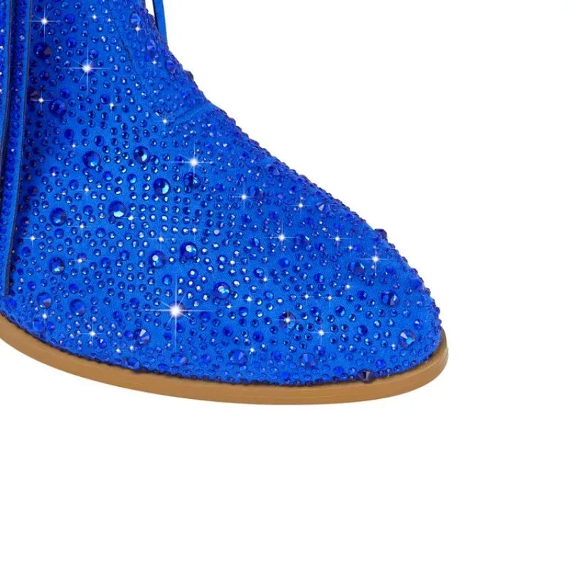 DCDI Pony Luxury Diamond Studded Knee High Fringed Boots