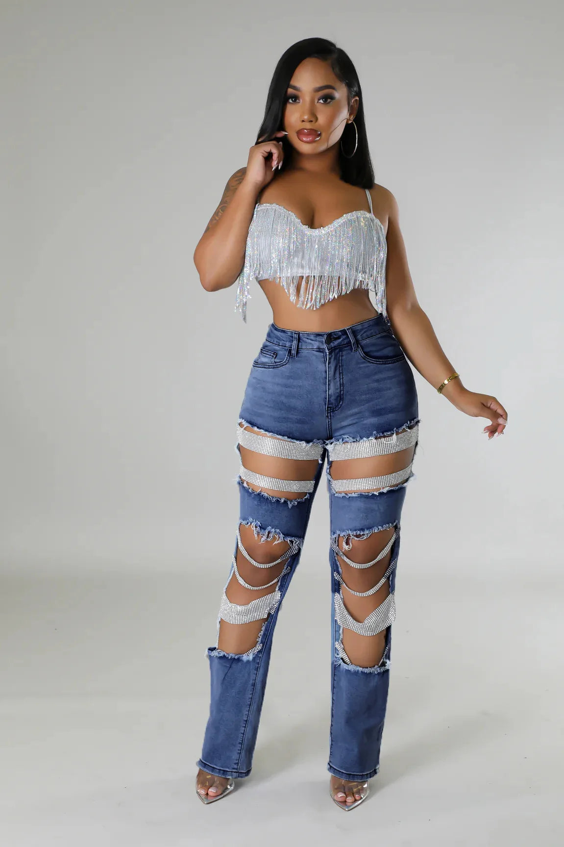 DCDI'S Main Character Cutout Diamonds Cargo Jeans