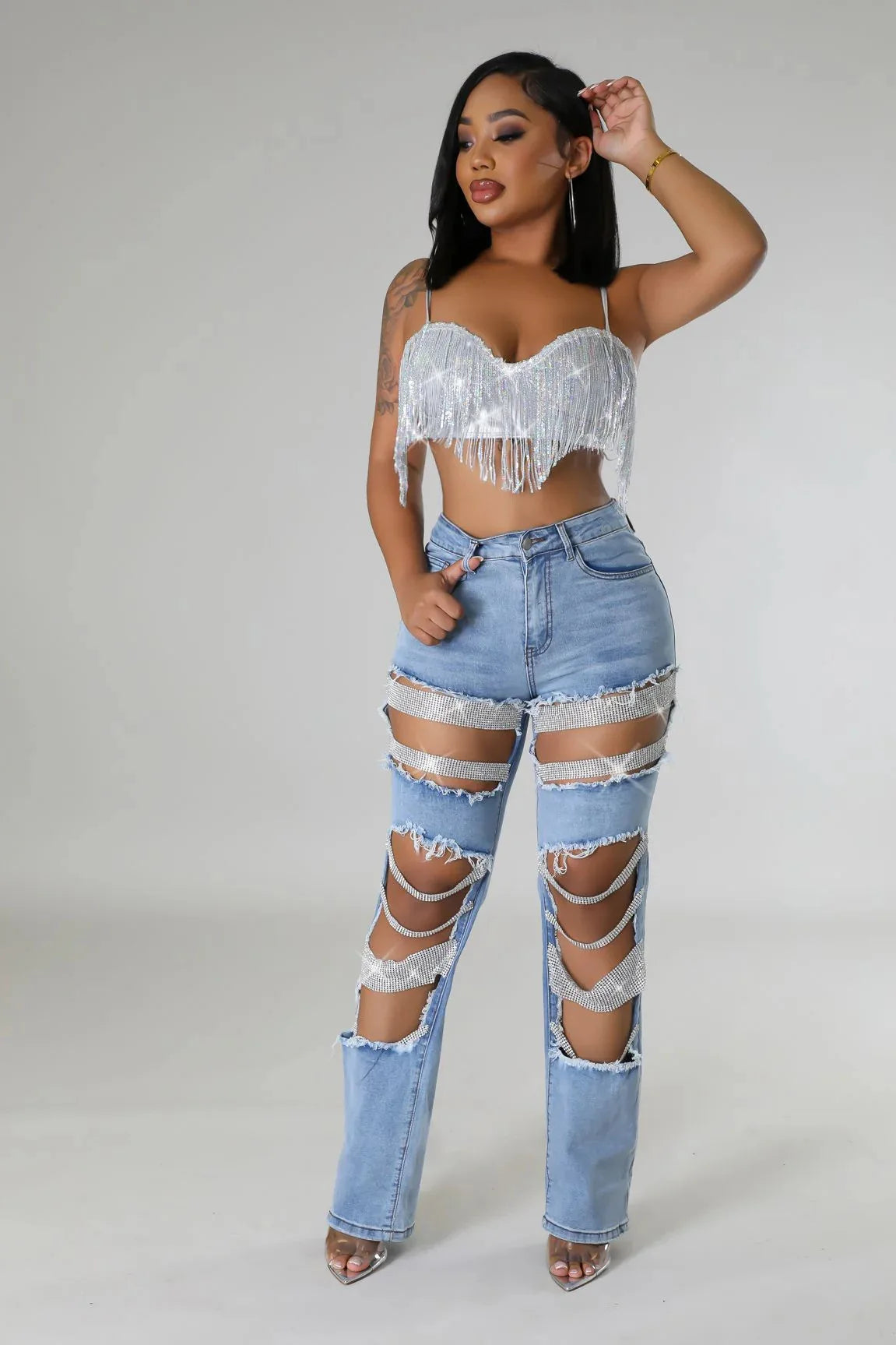 DCDI'S Main Character Cutout Diamonds Cargo Jeans