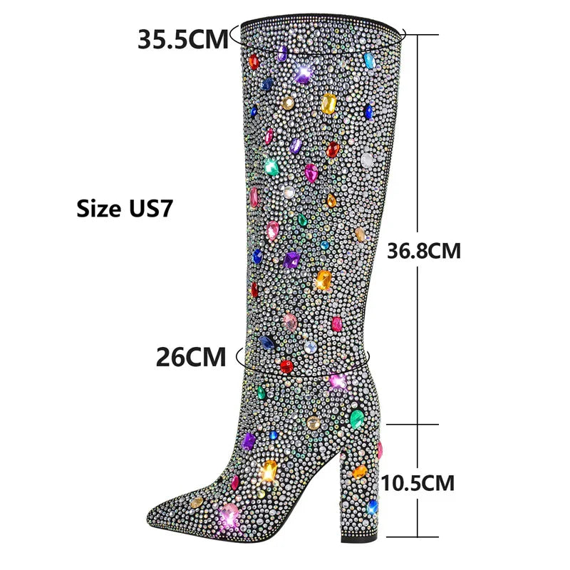 DCDI Crescent City Diamond Studded Knee High Boots