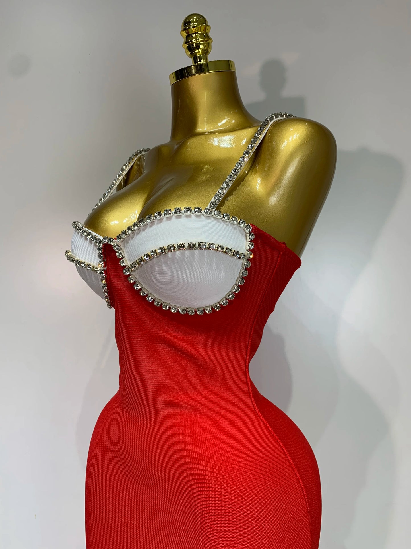 DCDI Cardinal 77-777 Diamond Embellished Red Bandage Evening Gown