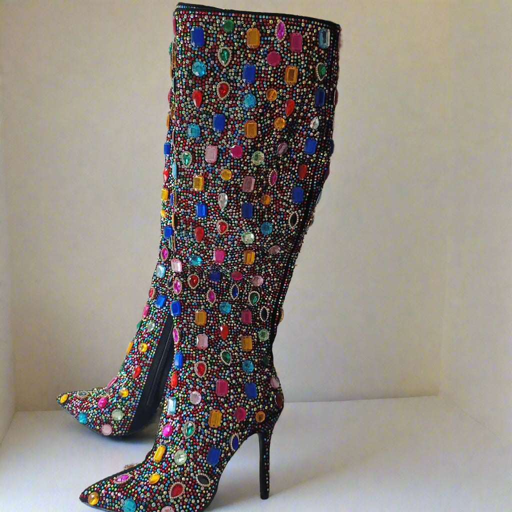 DCDI Climax Luxury Diamond Studded Knee High Boots