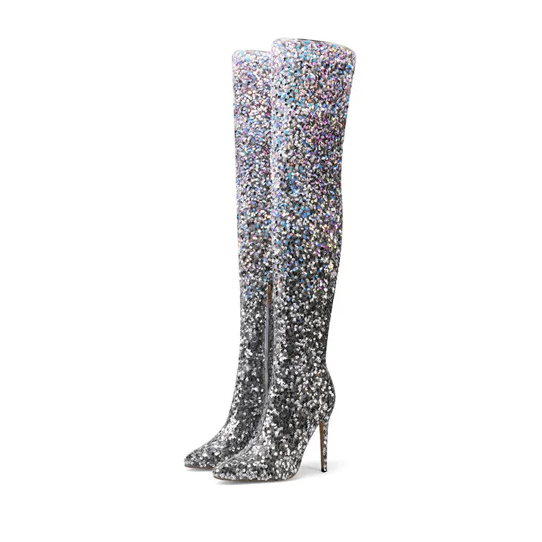 DCDI Stardom Luxury Sequined Over The Knee Stiletto Boots