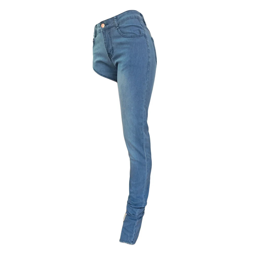 DS Sexy High Waist One Leg Denim Jeans
