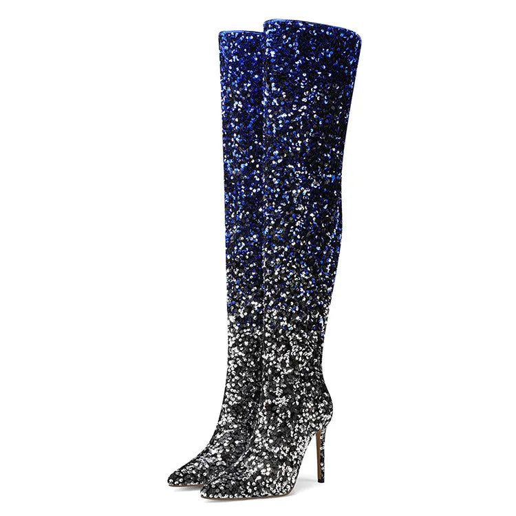 DCDI Stardom Luxury Sequined Over The Knee Stiletto Boots