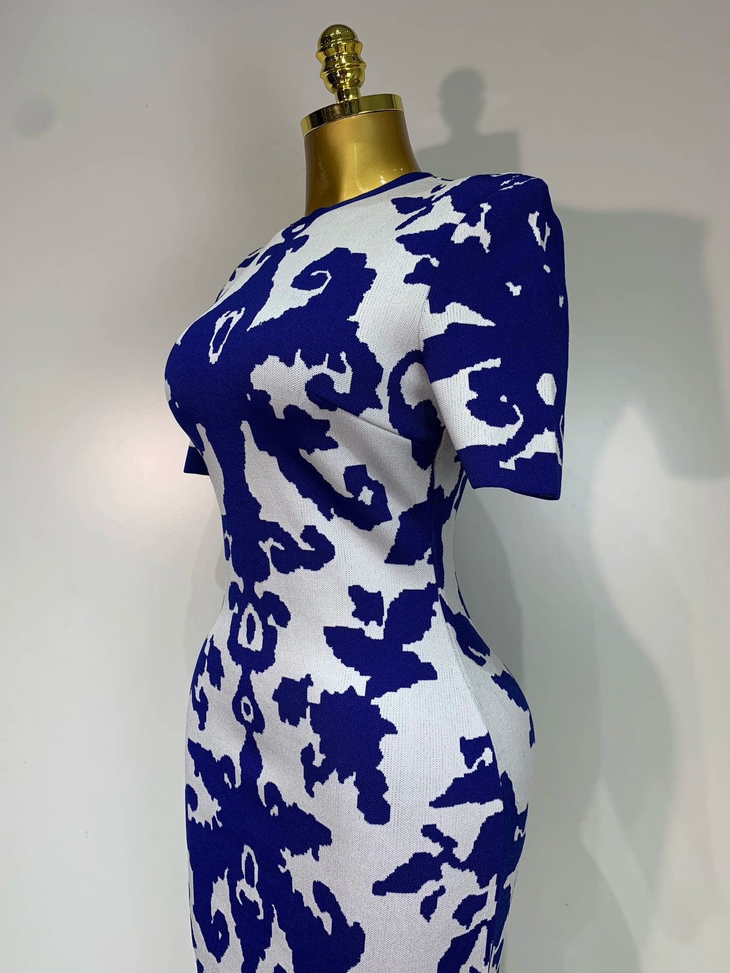 DS Designer 22-444 Blue Jacquard Evening Gown