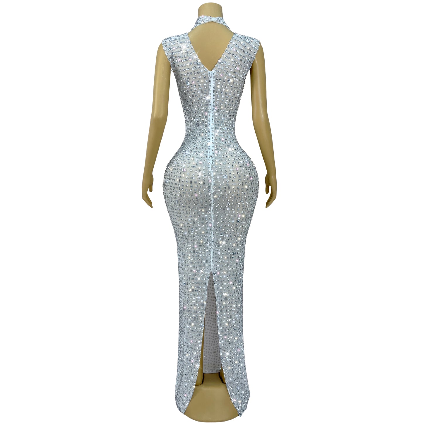 DCDI 7 Colors Full Rhinestones Luxury Celebrate Long Train Evening Gown