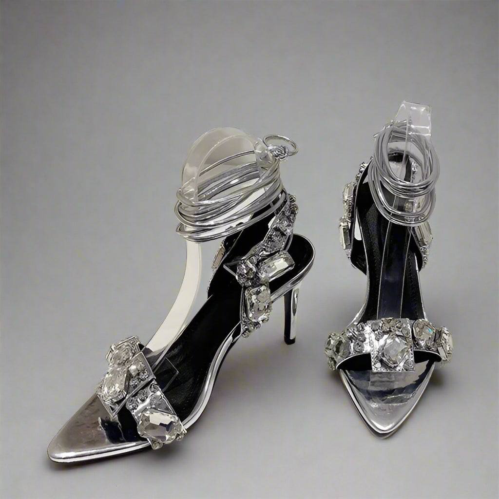 DCDI Nefertiti Diamond Studded Open Toe Stiletto