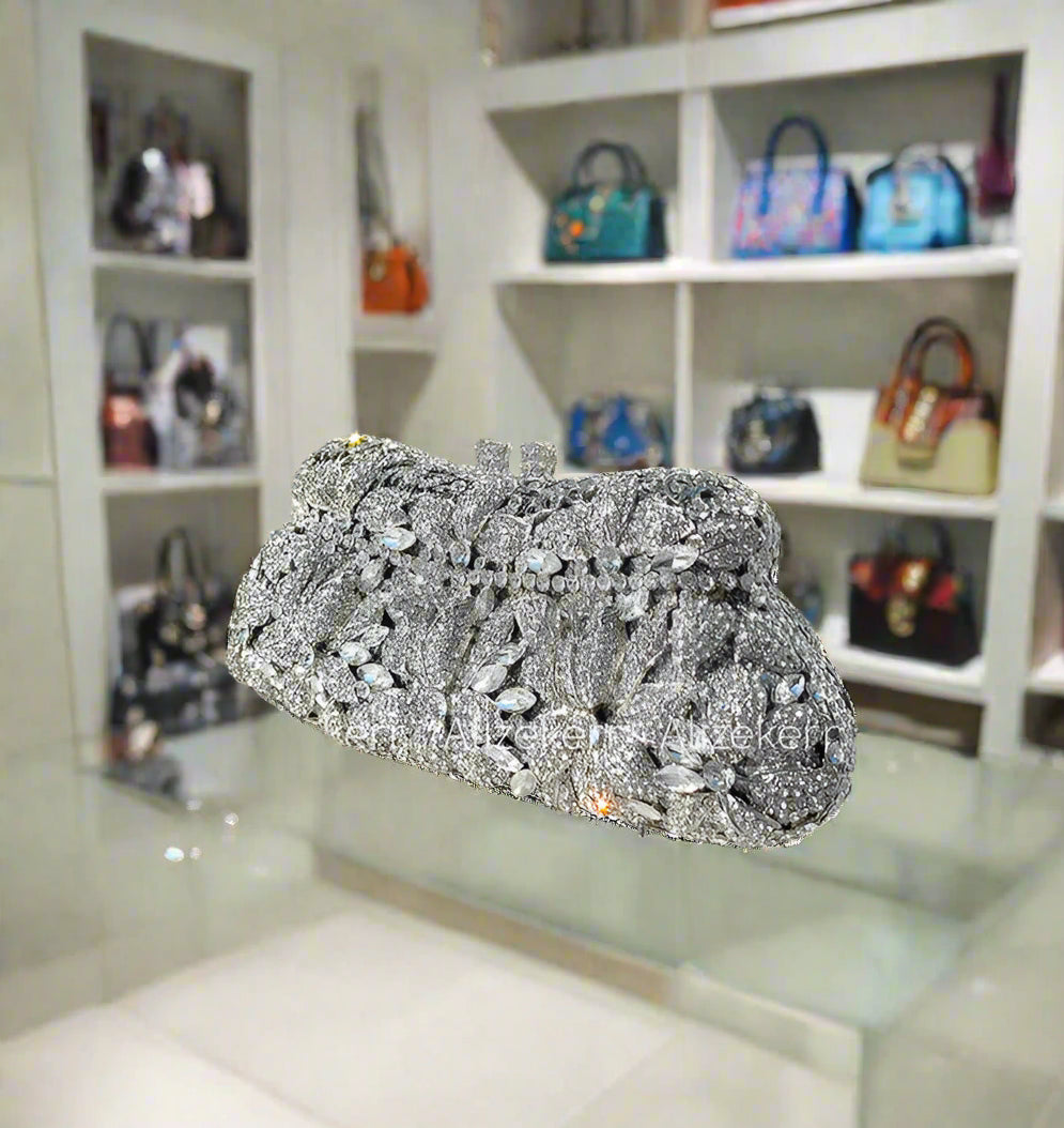 DCDI Gardenia Diamond Studded Evening Clutch Bags