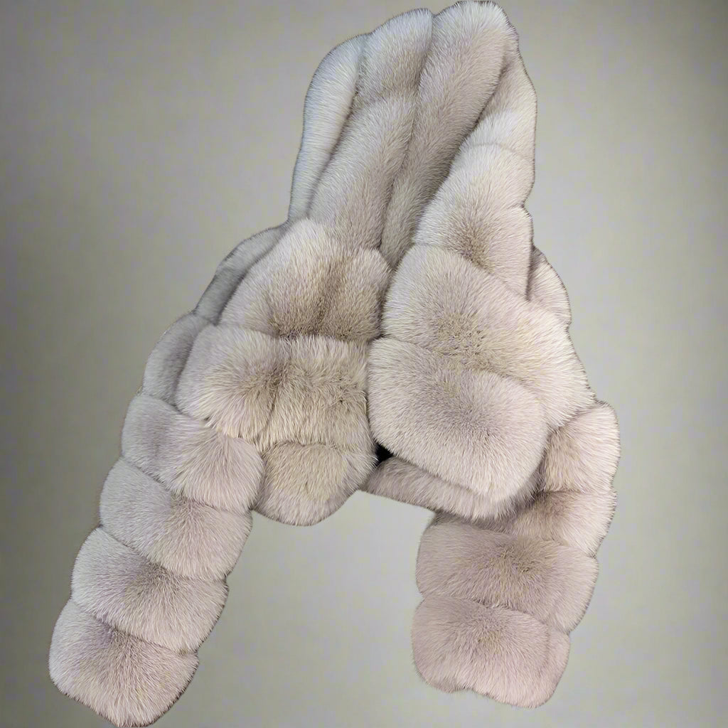 DS Designer 25427 Winter Luxury Hooded Fox Fur Jacket