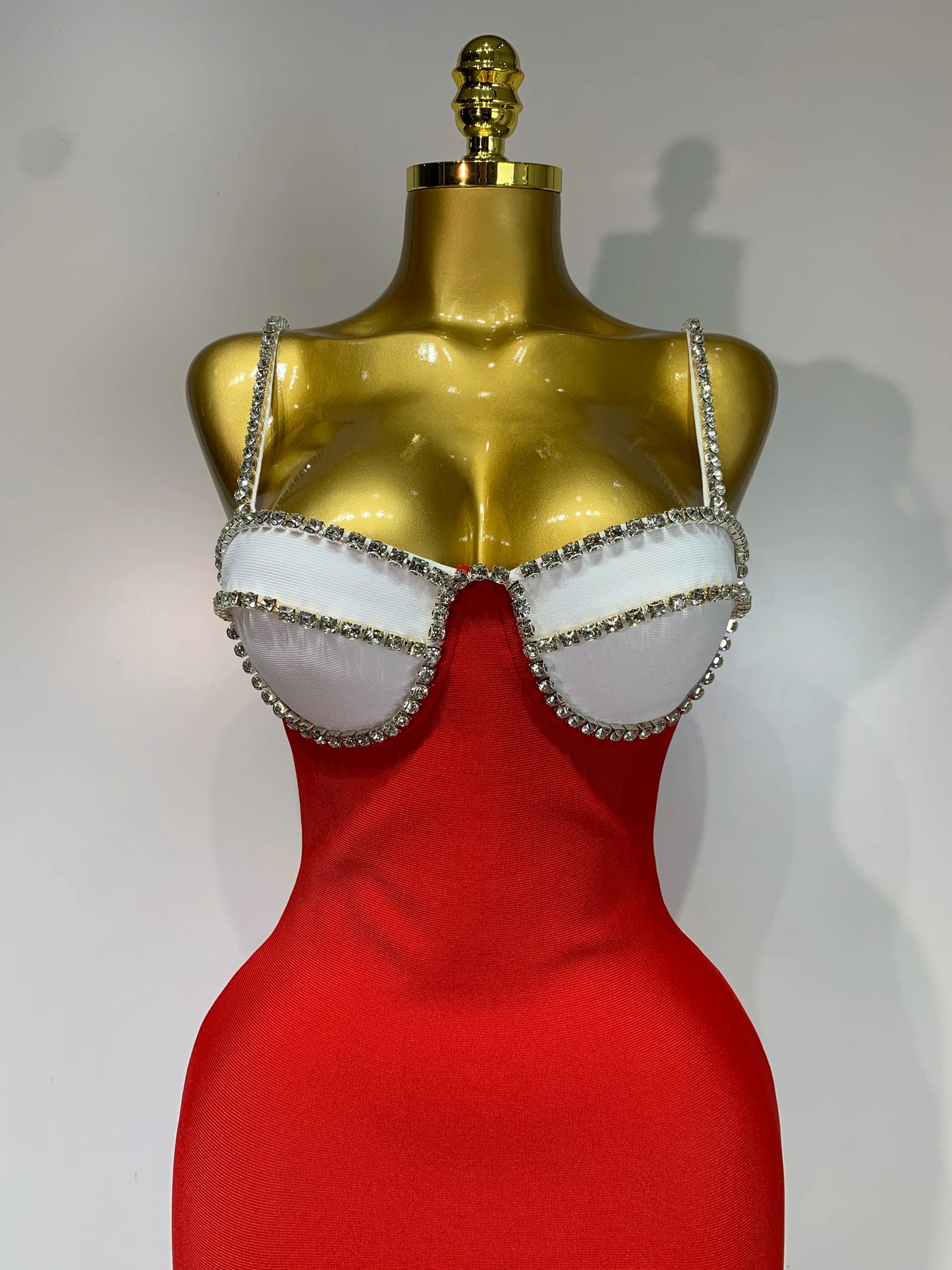 DCDI Cardinal 77-777 Diamond Embellished Red Bandage Evening Gown