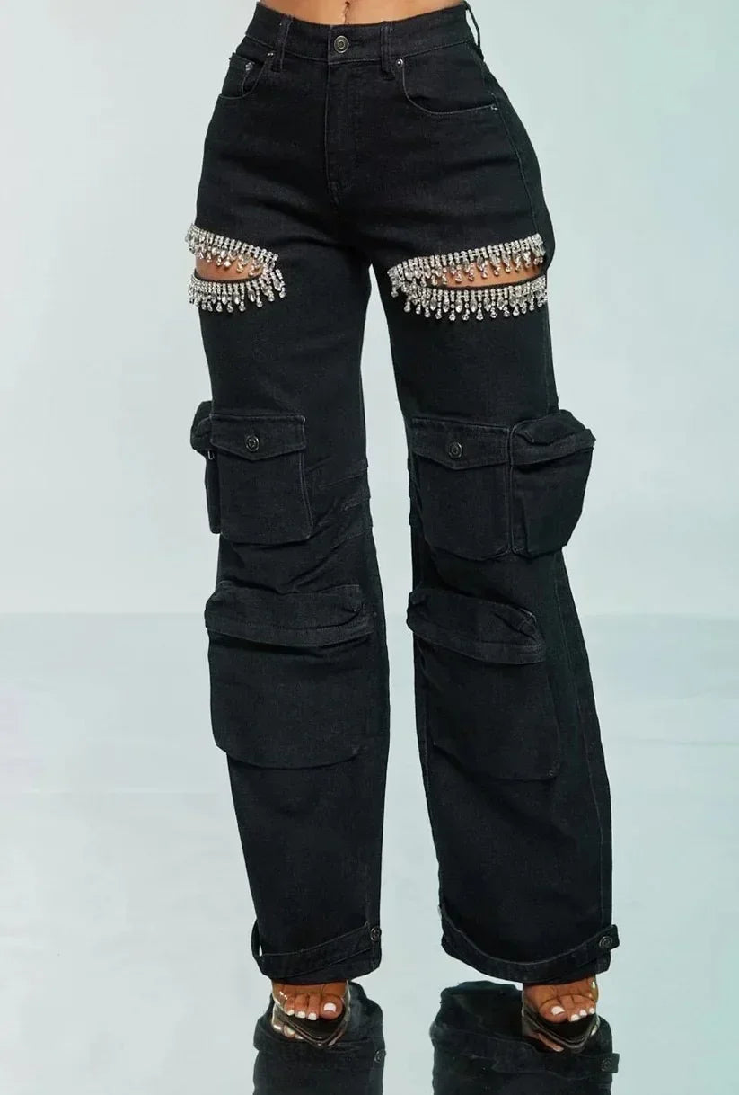 DCDI'S Main Character Cutout Diamonds Cargo Jeans