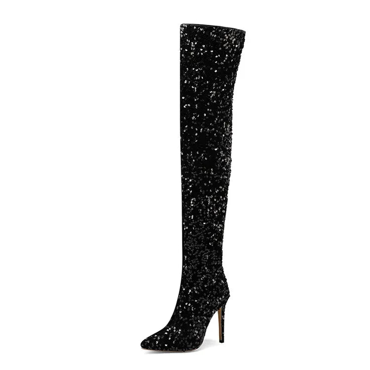 DCDI Stardom Luxury Sequined Over The Knee Stiletto Boots