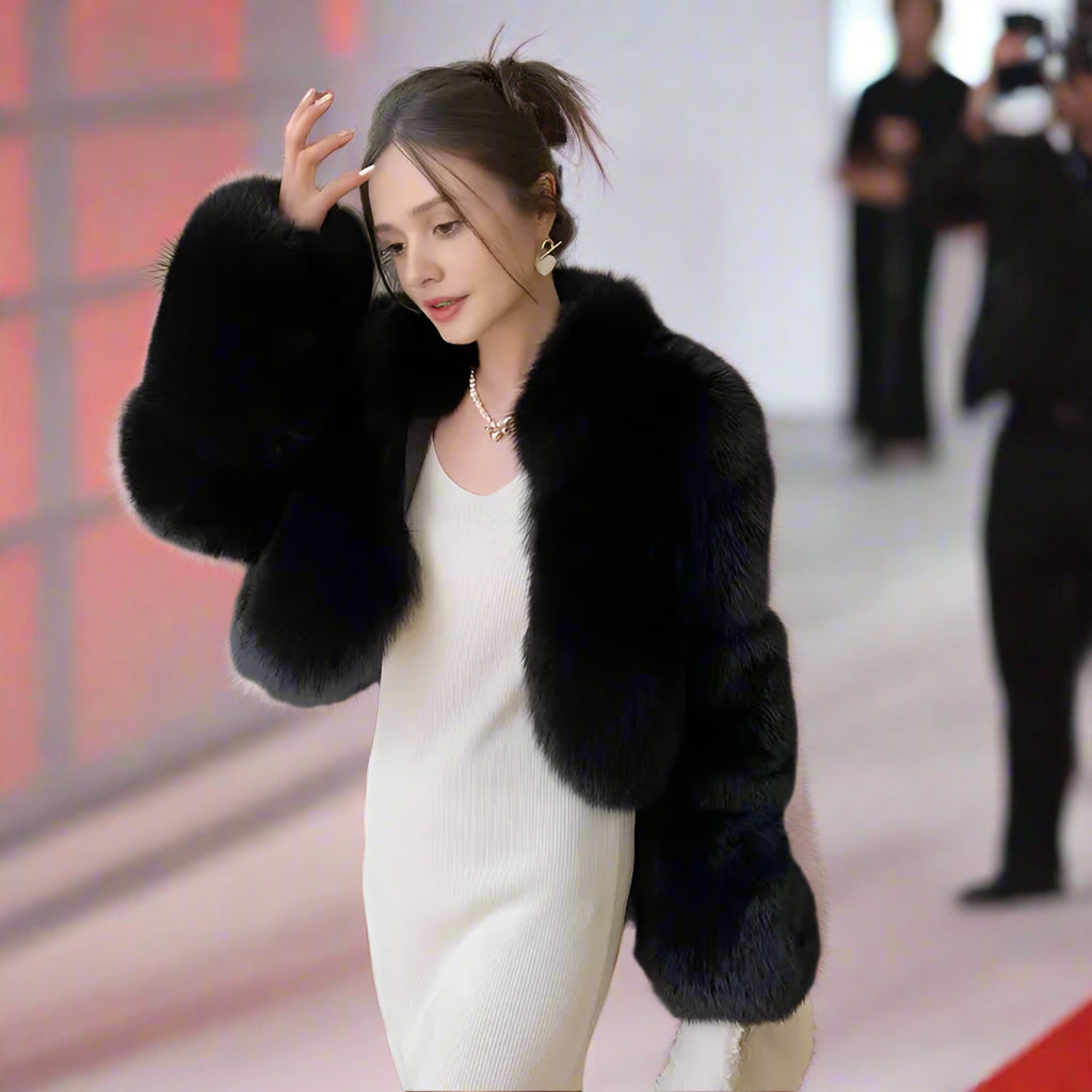 DS Designer Plush Fox Fur Coat