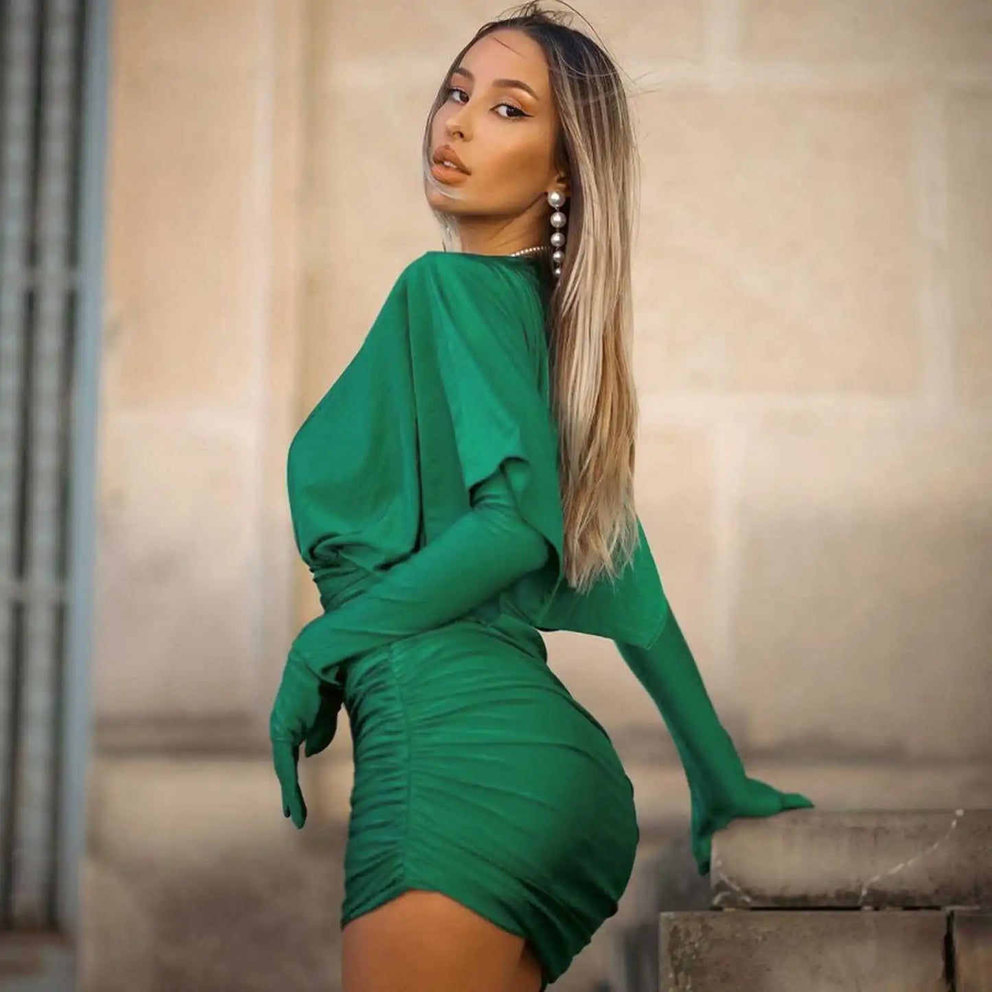 DS Sexy V Neck Bodycon Mini Dress