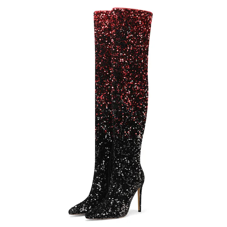 DCDI Stardom Luxury Sequined Over The Knee Stiletto Boots