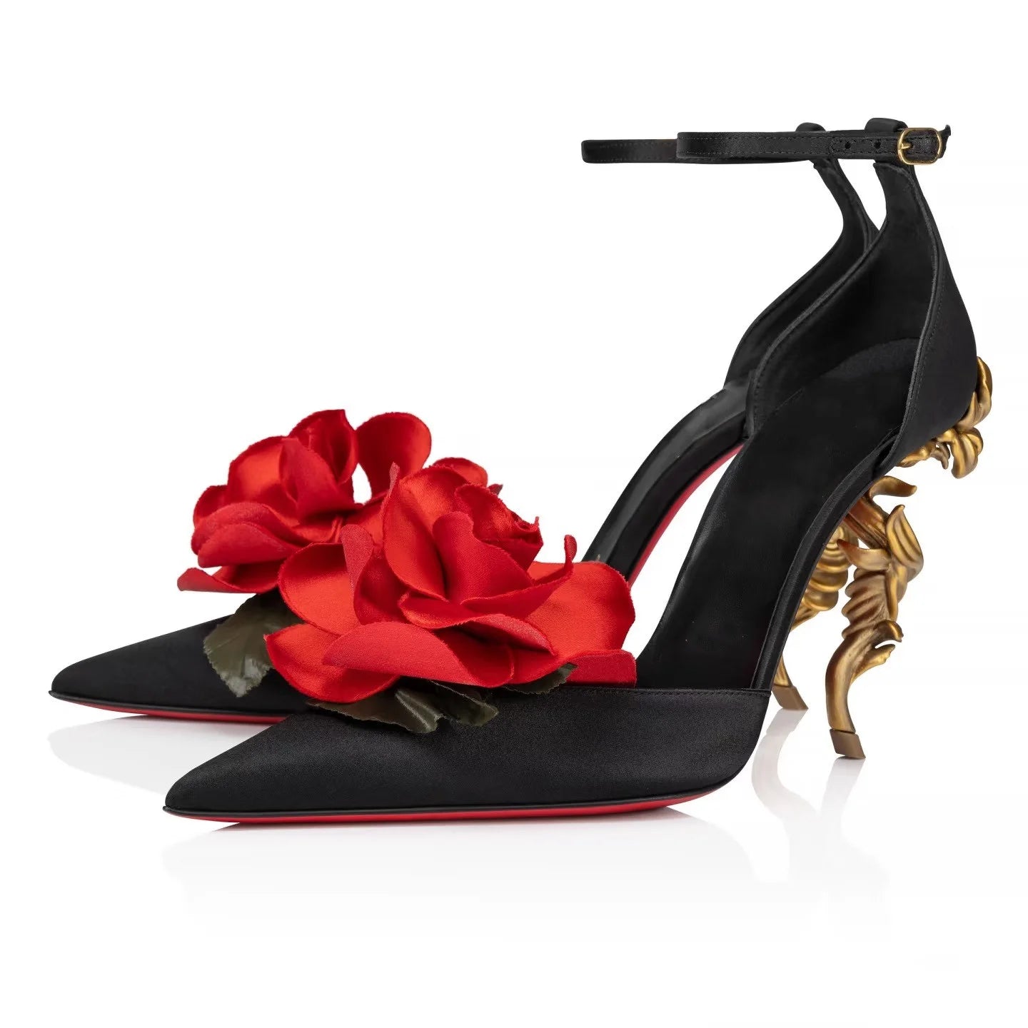 DS Designer Rose Petals Luxury Carved Stilettos