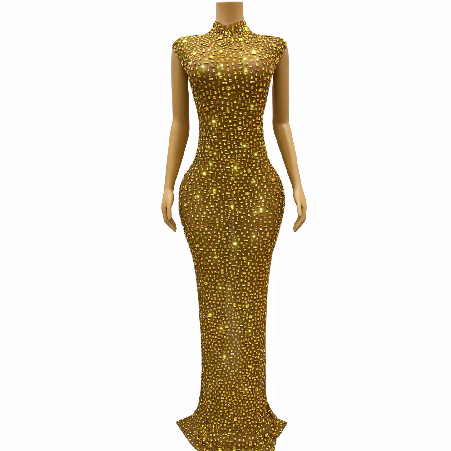DCDI 7 Colors Full Rhinestones Luxury Celebrate Long Train Evening Gown