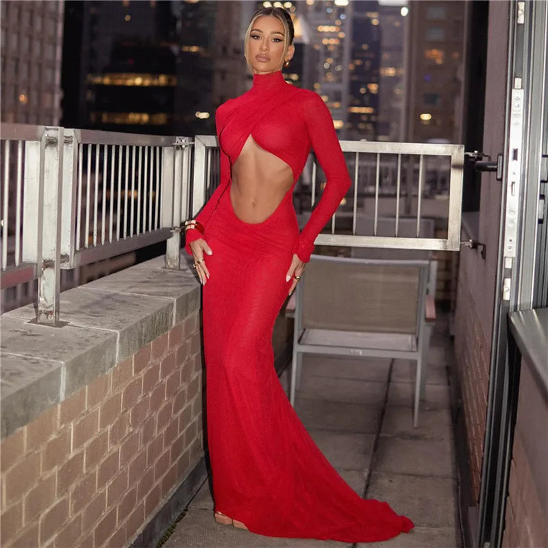 DS Elegant Red Celebration Maxi Dress