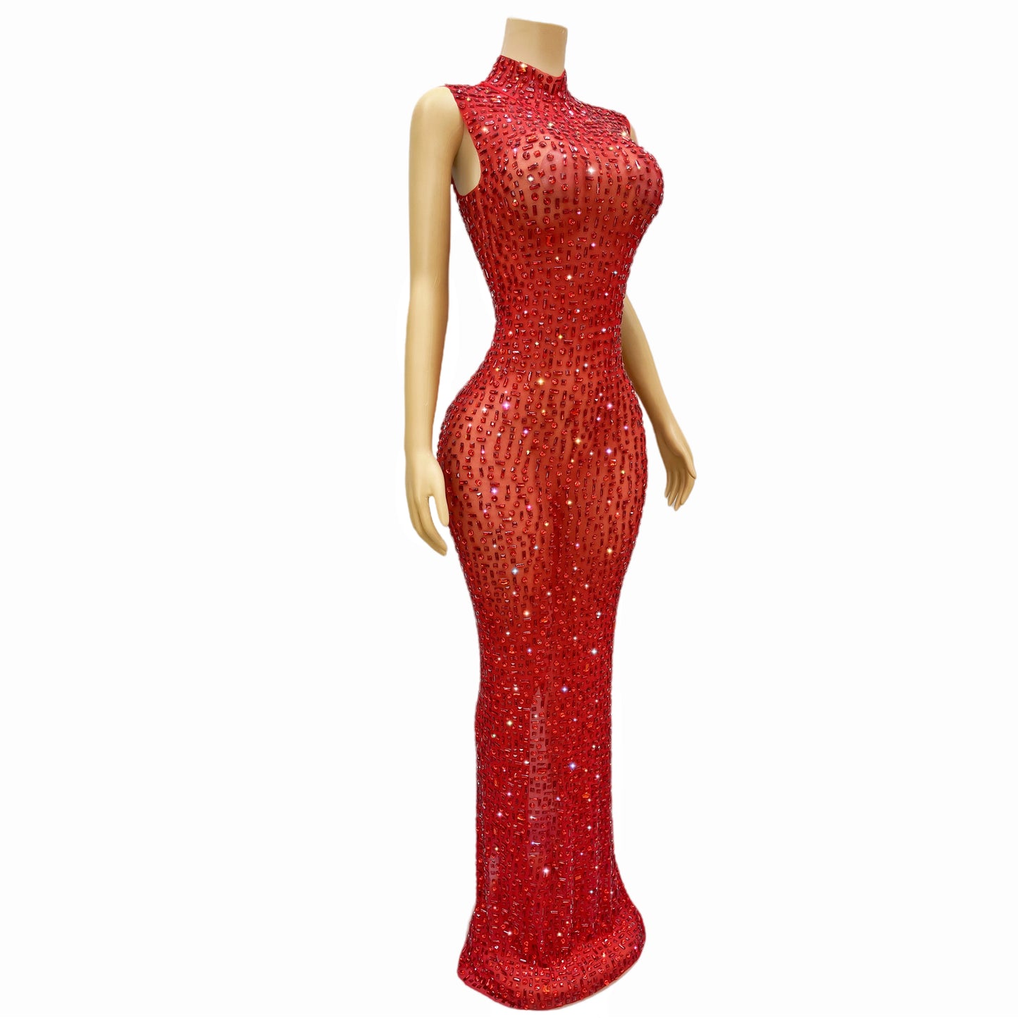 DCDI 7 Colors Full Rhinestones Luxury Celebrate Long Train Evening Gown