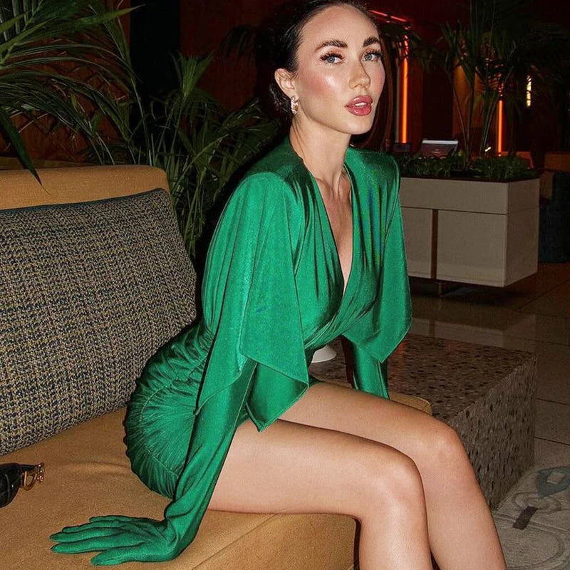 DS Sexy V Neck Bodycon Mini Dress