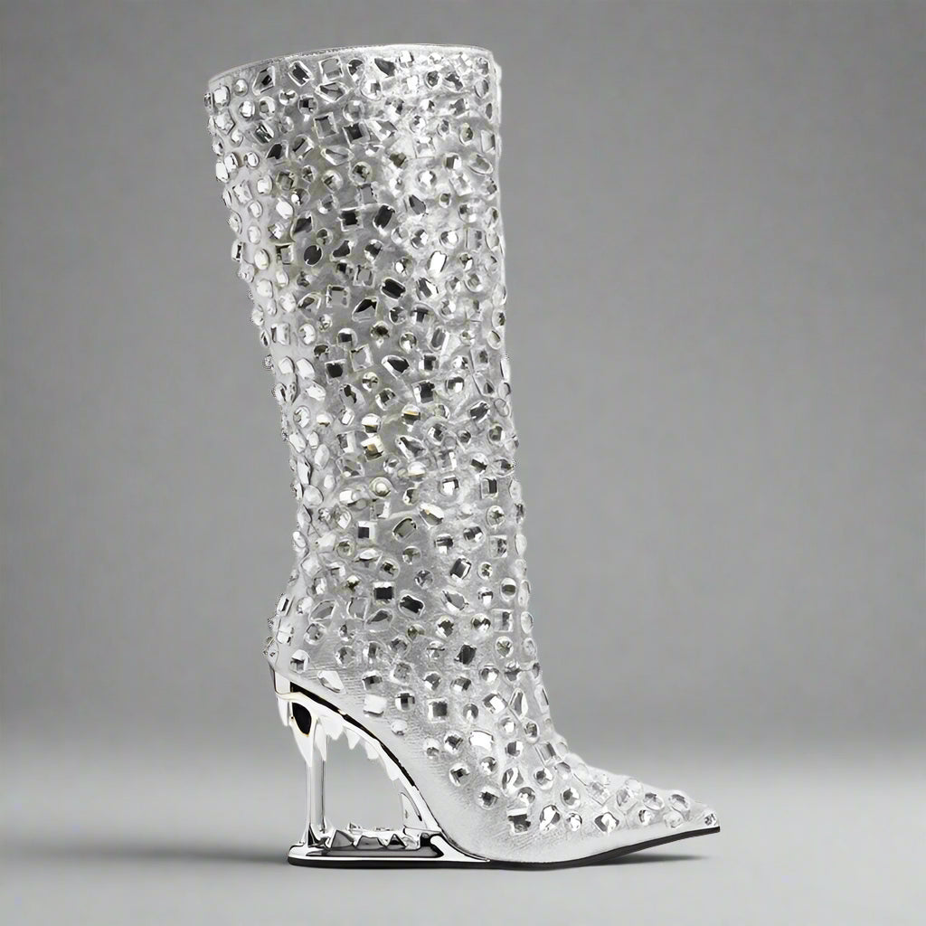 DCDI Sharks Bite Diamond Studded Knee High Boots