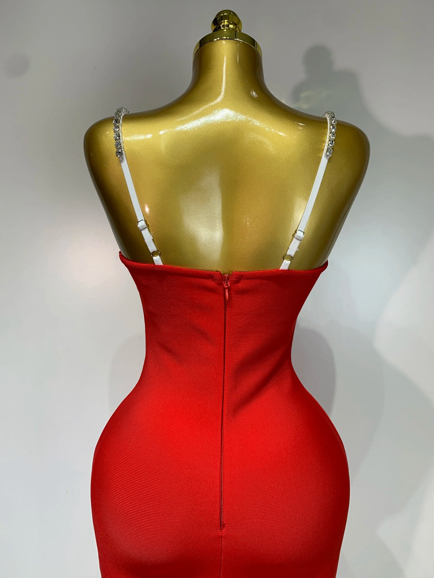 DCDI Cardinal 77-777 Diamond Embellished Red Bandage Evening Gown