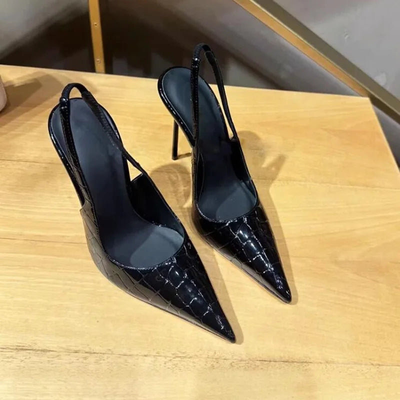 DS Designer Slayer Leather Sling Back Stilettos