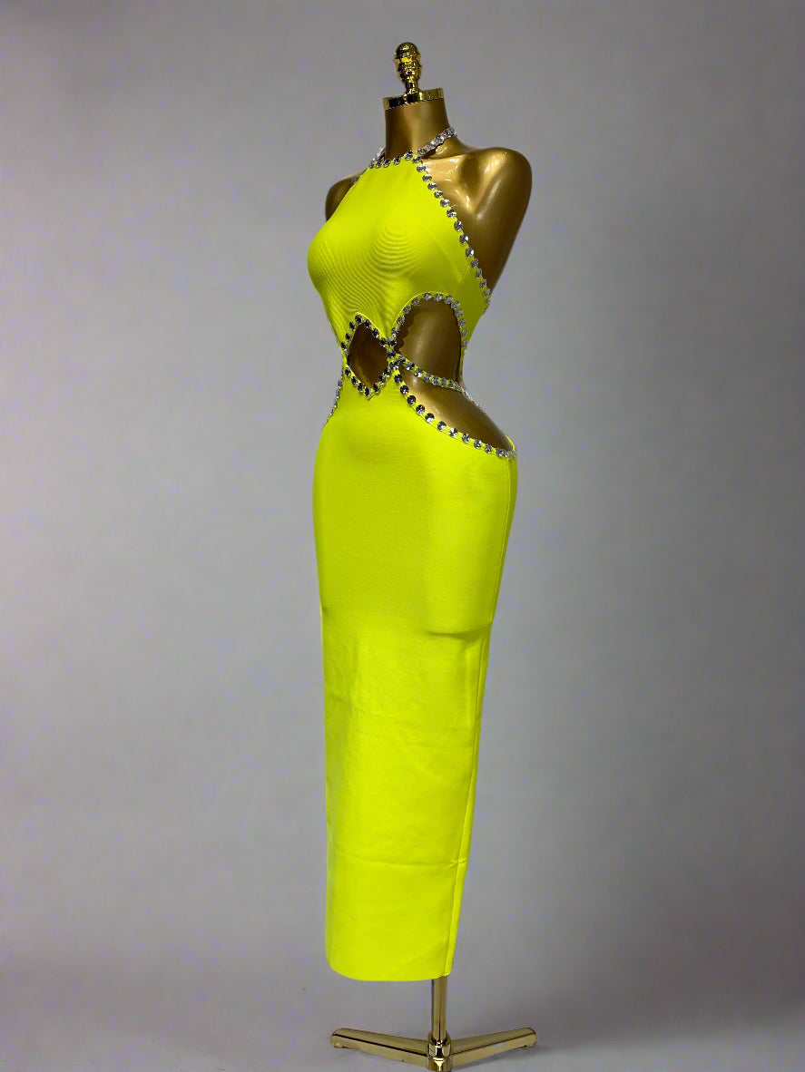 DCDI Limon' Luxury Diamond Embellished Bandage Evening Gown