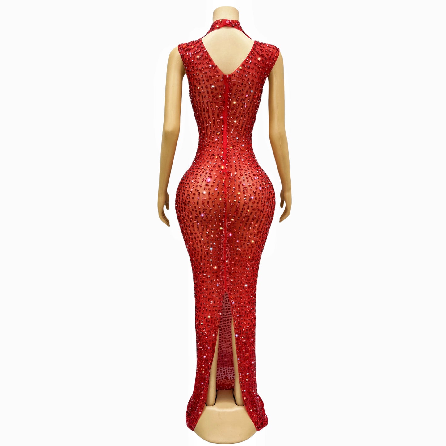 DCDI 7 Colors Full Rhinestones Luxury Celebrate Long Train Evening Gown