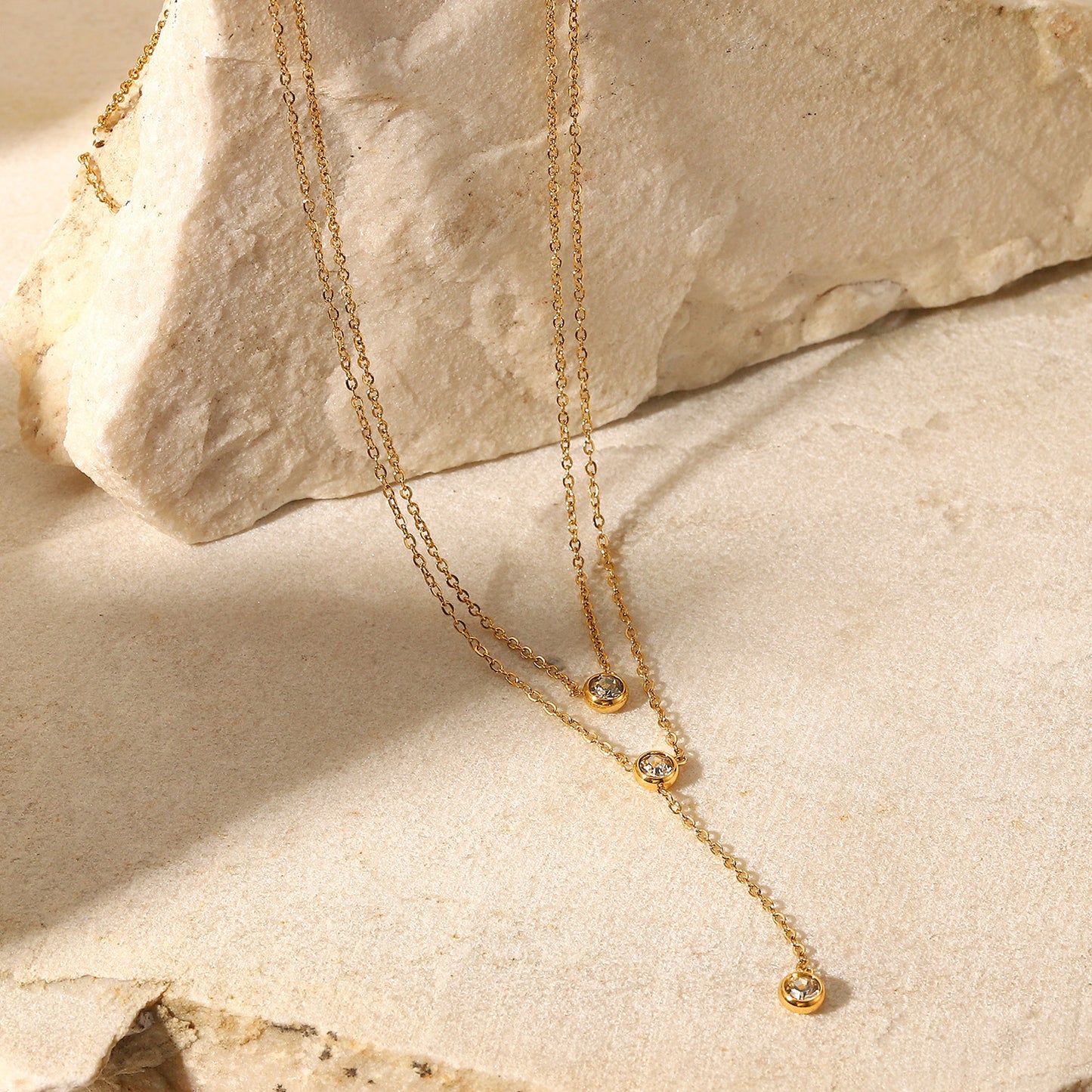 DCDI 18k Stainless Steel Zircon Sunshine Tier Necklace