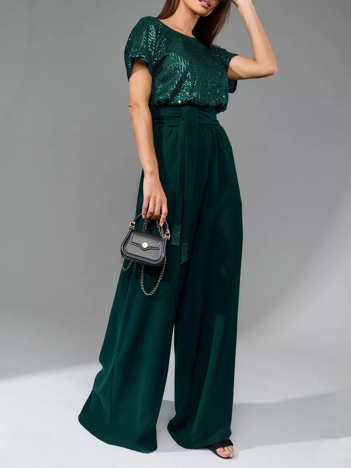 DS Designer 567-77 Sequin Wide Leg Jumpsuit