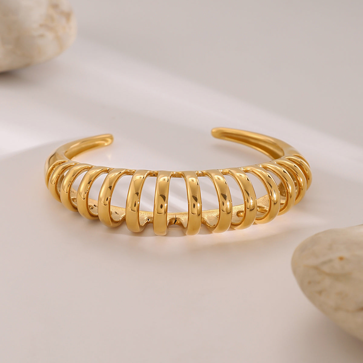 DCDI Arched 18K Gold-Plated Stainless Steel Cutout Bracelet