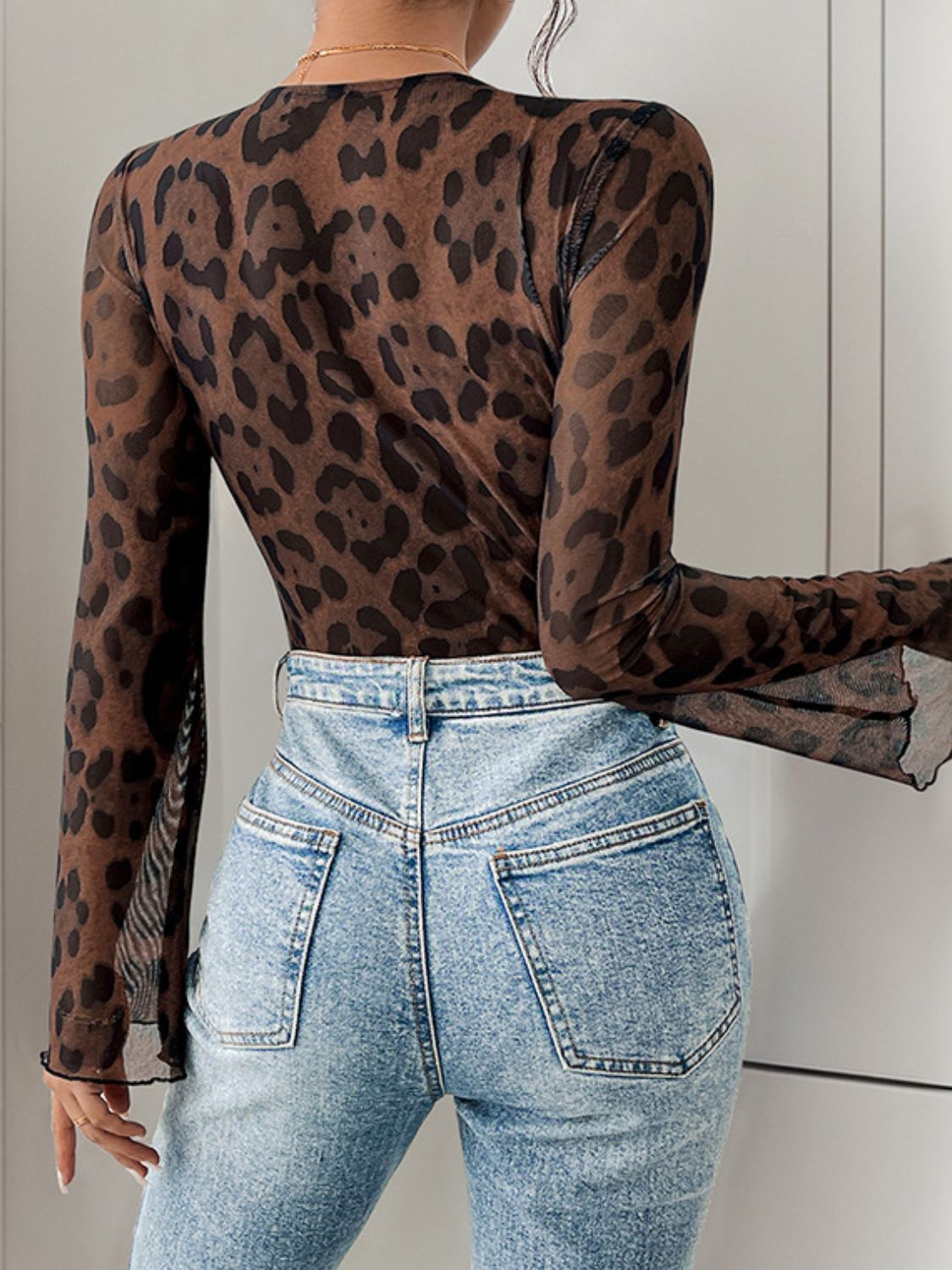 DS Leopard V-Neck Lace Bodysuit