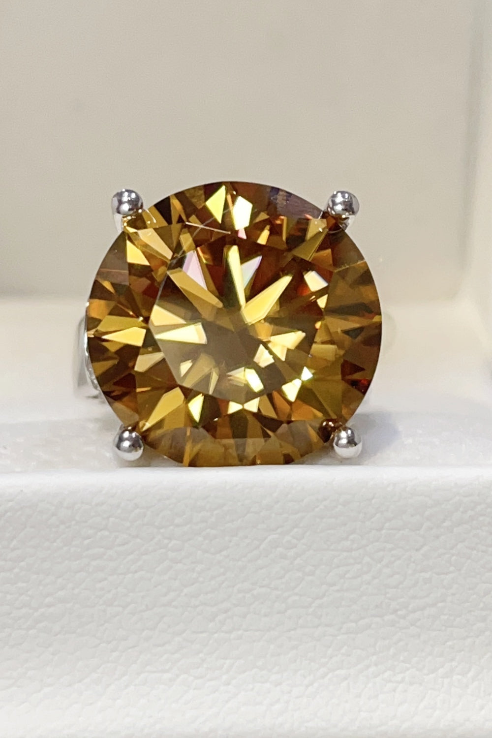 DCDI Golden 20 Carat Moissanite 925 Sterling Silver Ring