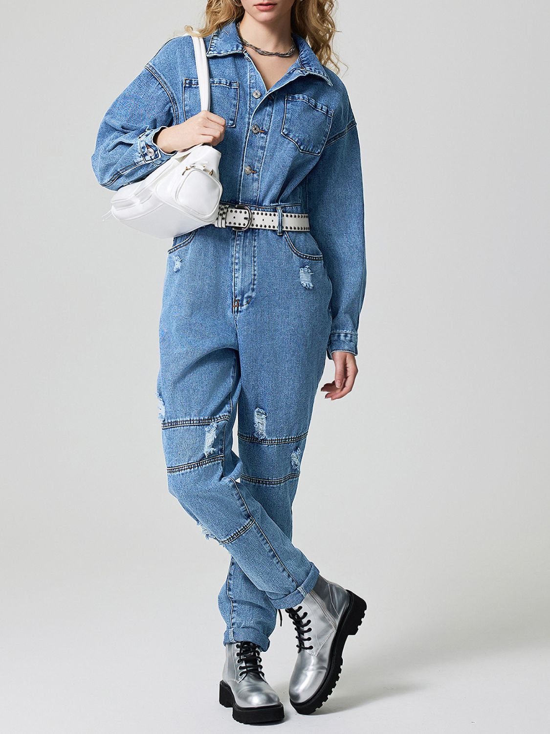 DS Artist 17-48 Premium Distressed Denim Jumpsuit