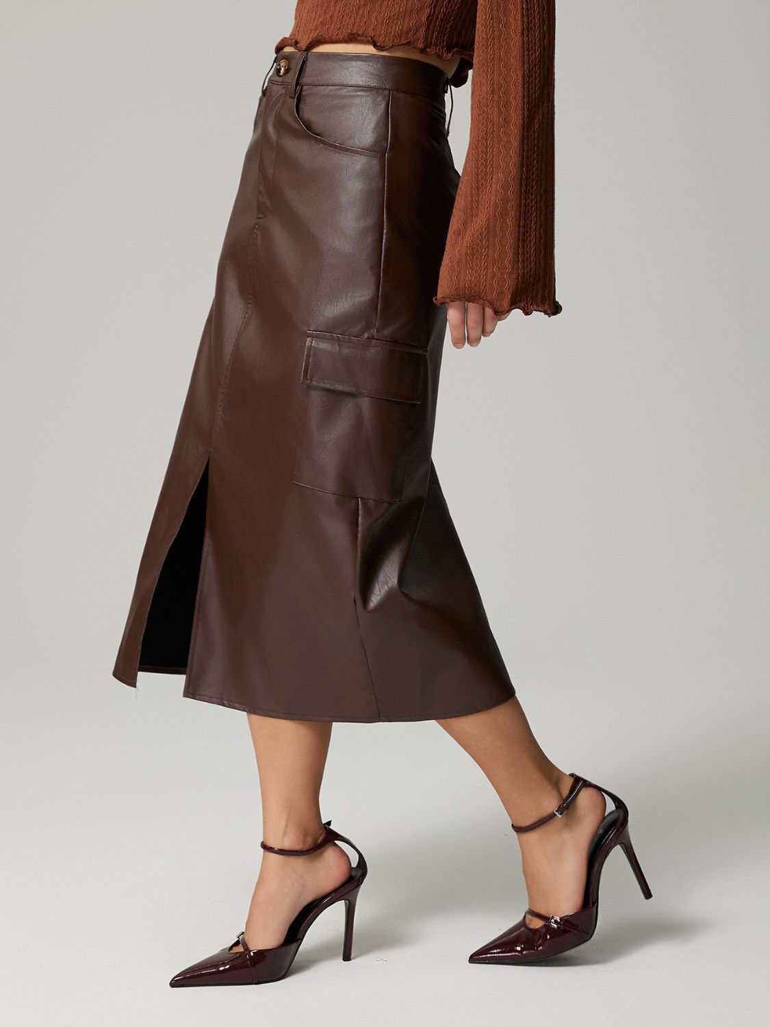 DS Lacy Midi Skirt With Front Slit