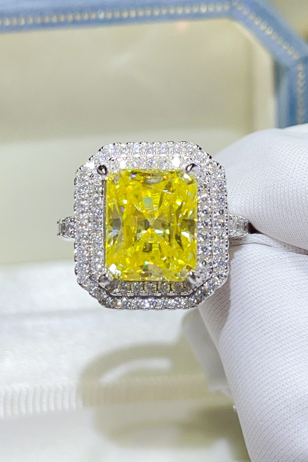 DCDI 2 Carat Yellow Moissanite 925 Sterling Silver Ring