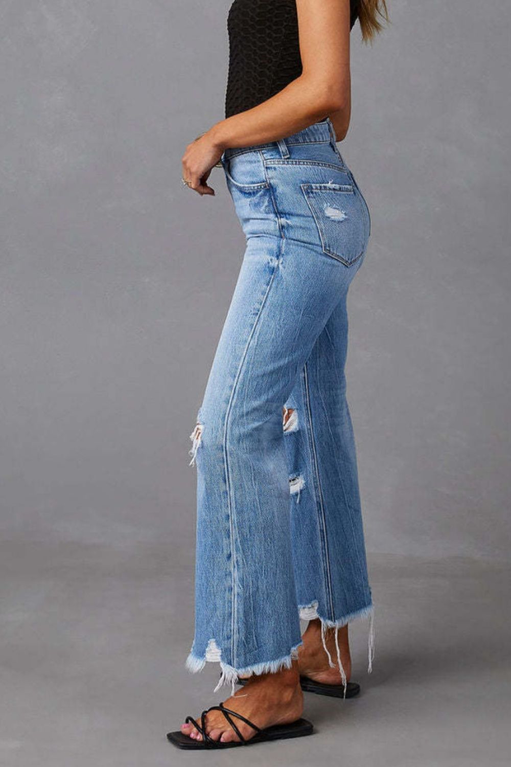 DS Designer 35263 Premium Distressed Raw Hem Jeans